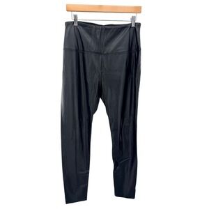 LYSSE Black Faux Leather High Waisted Leggings‎ Stretchy Pants Size L Chic